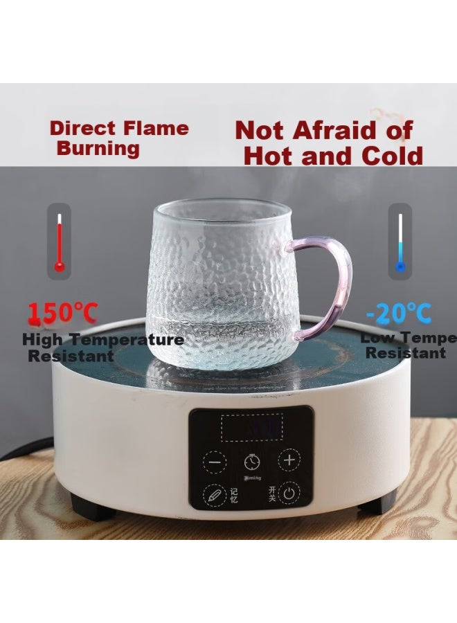 Weimingnuo Hammered Glass Cup, Home Tea Infuser Cup, Heat-resistant Thickened Drinking Cup With Handle, Beer Mug Set, Four Colors, 350ml - Image 2