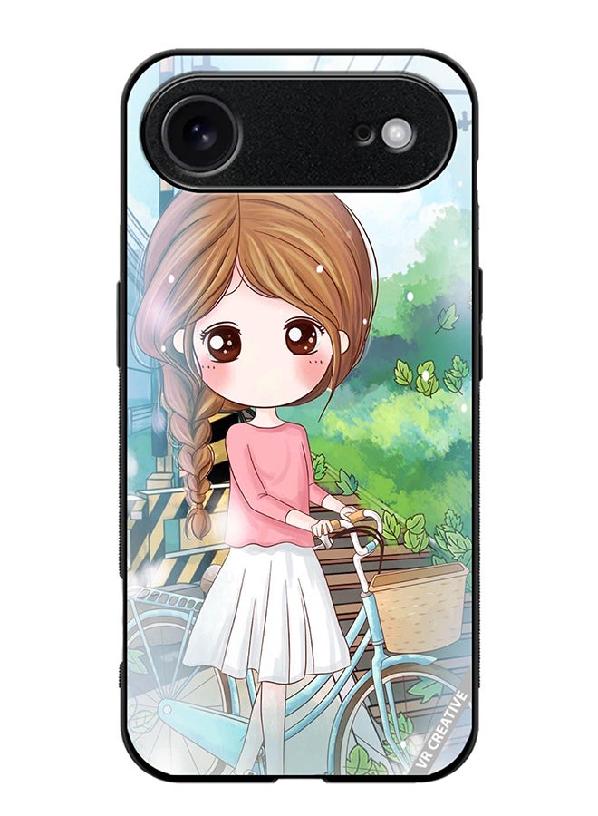 Protective Case Cover For Apple iPhone 17 Air Girl With Cycle Design Multicolour