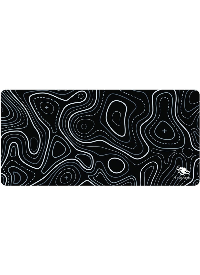 Yasa - Extended Large Gaming Mouse Pad 120 X 60 cm XXL Full Desk Art style & Mousepad Non-Slip Rubber Base Big Keyboard Mat with Stitched Edges water resist for Gaming from Yasa ( TOPO Black ) - Image 1