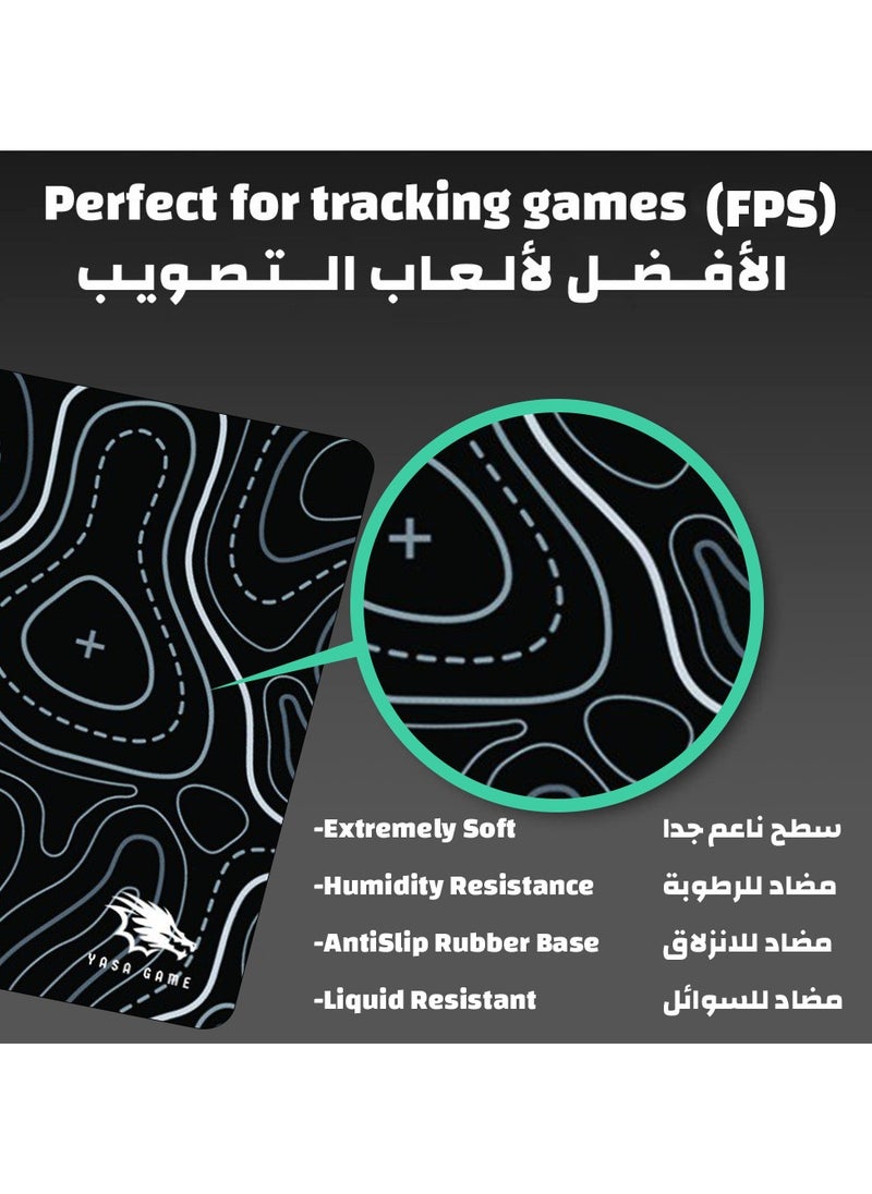 Yasa - Extended Large Gaming Mouse Pad 120 X 60 cm XXL Full Desk Art style & Mousepad Non-Slip Rubber Base Big Keyboard Mat with Stitched Edges water resist for Gaming from Yasa ( TOPO Black ) - Image 1