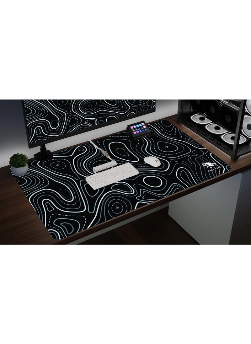 Yasa - Extended Large Gaming Mouse Pad 120 X 60 cm XXL Full Desk Art style & Mousepad Non-Slip Rubber Base Big Keyboard Mat with Stitched Edges water resist for Gaming from Yasa ( TOPO Black ) - Image 1
