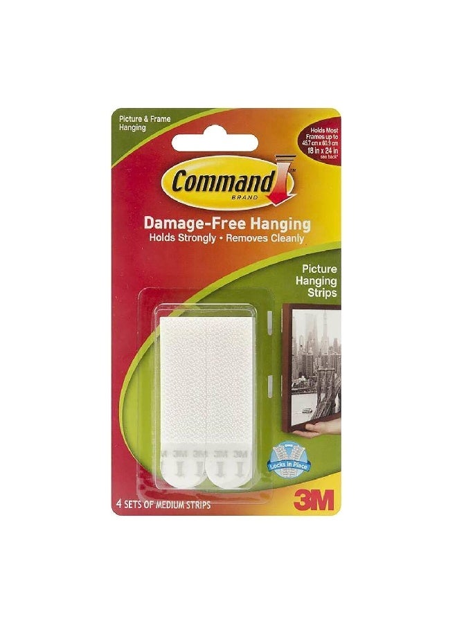Command 4-Piece Hold Strongly and Damage-Free Medium Picture Hanging Strips White 5.4 kg 17201-4PK