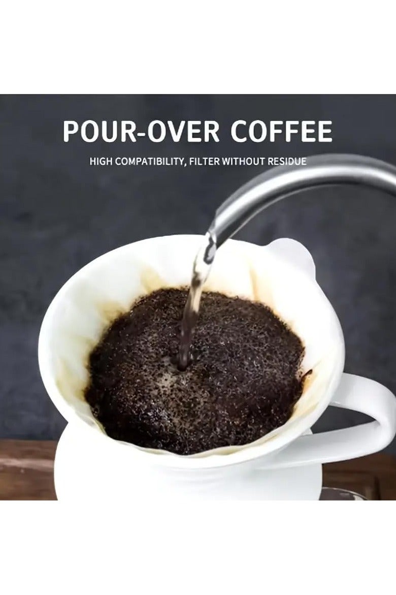 مرشحات قهوة مخروطية - 100 قطعة من ورق الترشيح القابل للاستخدام مرة واحدة والخالي من الكلور والصديق للبيئة لآلات القهوة والتخمير بالصب، مثالية للمنزل والمكتب والسفر - Image 3