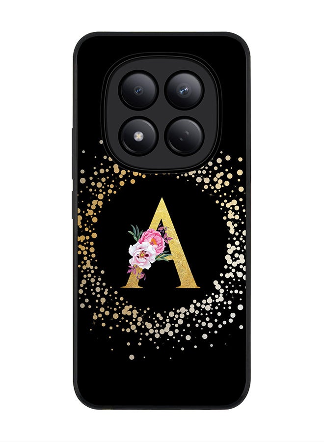 For Xiaomi Redmi Note 15 Pro 4G Case,Slim fit Camera Protection, Shockproof Thin Phone cover  - Custom Monogram Floral - A ( Black )