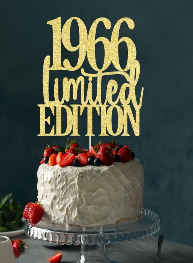 Yetxel Limited EDITION 1966 cake topper 60th birthday happy birthday cake topper men and women cheer 60 years old handmade gold glitter cake decoration (1966) - Image 3