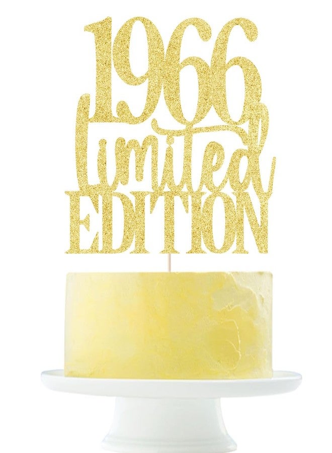 Yetxel Limited EDITION 1966 cake topper 60th birthday happy birthday cake topper men and women cheer 60 years old handmade gold glitter cake decoration (1966) - Image 1