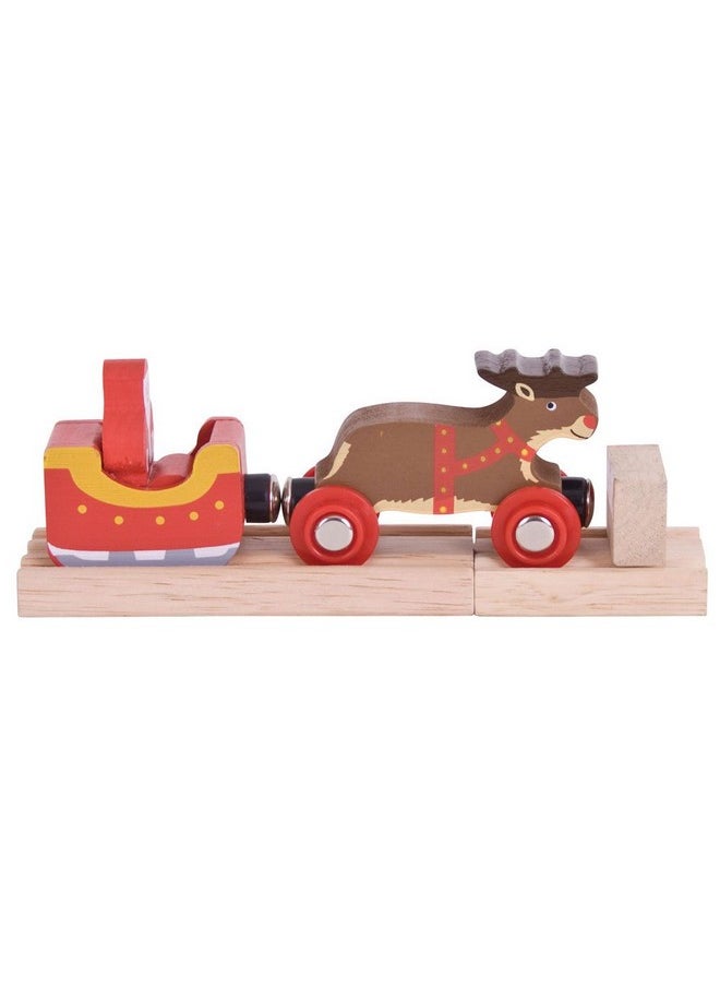 Bigjigs Rail Bigjigs Rail Santa Sleigh with Reindeer - Other Major Wooden Rail Brands are Compatible  - Image 1