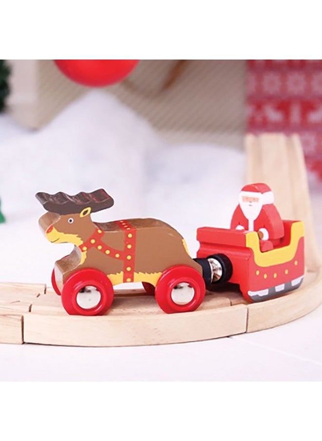 Bigjigs Rail Bigjigs Rail Santa Sleigh with Reindeer - Other Major Wooden Rail Brands are Compatible  - Image 2