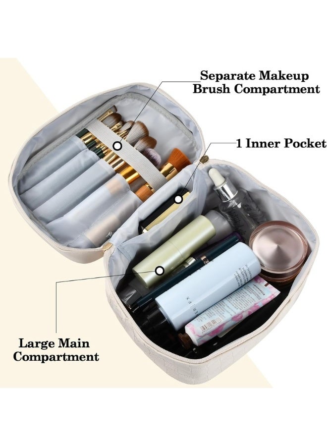 حقيبة مكياج نسائية - حقيبة مستحضرات تجميل من جلد البولي يوريثان، منظم مكياج للسفر، حقيبة أدوات الزينة خفيفة الوزن، حقيبة محمولة متعددة الوظائف لمستحضرات التجميل وإكسسوارات التجميل - Image 4