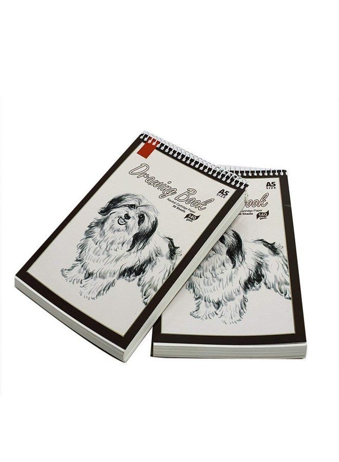 LRS دفتر رسم LRS مقاس A5 - 50 ورقة (100 صفحة) - ورق رسم طبيعي - لون أبيض كريمي - 140 غرام/متر مربع - سطح محبب قليلاً - مثالي للرسم والتلوين بالألوان المائية الخفيفة - حلزوني - عبوة من قطعتين - Image 1