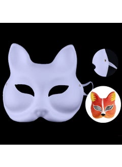 White Hand-painted Party Masks DIY Paper Mache Fox 1