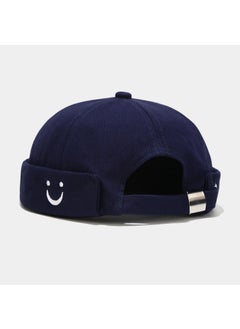 Generic Simple U-Shaped Smiley Embroidery Cotton Hat Unisex No-Cuff Cap Fashionable Hip Hop Sunshade Windproof round Top Cap Army Green  - Image 3