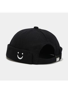 Generic Simple U-Shaped Smiley Embroidery Cotton Hat Unisex No-Cuff Cap Fashionable Hip Hop Sunshade Windproof round Top Cap Army Green  - Image 4