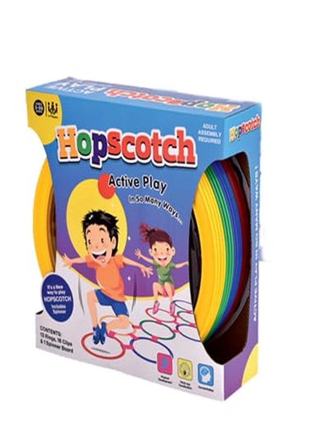 YUIOP - Hopscotch Mat Game for Kids - Active Play -13 Rings,16 Clips & 1 Spinner Board (Hopscotch) - Image 1