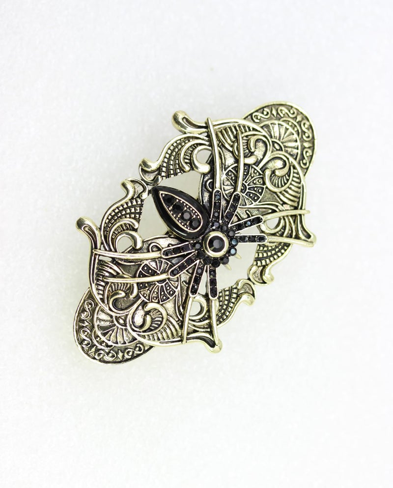 Faship George Black Rhinestone Crystal Spider Barrette For Halloween - Image 3