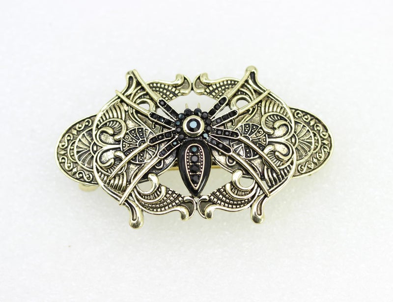 Faship George Black Rhinestone Crystal Spider Barrette For Halloween - Image 2
