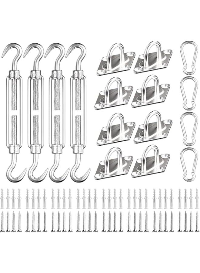 TRASSLE Sun Shade Sail Hardware Kit 6 Inch Heavy Duty 304 Stainless for Triangle & Rectangle Outdoor Patio Canopy Garden Installation - Image 1