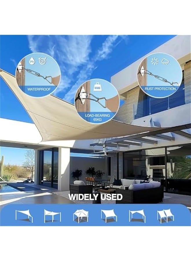 TRASSLE Sun Shade Sail Hardware Kit 6 Inch Heavy Duty 304 Stainless for Triangle & Rectangle Outdoor Patio Canopy Garden Installation - Image 4