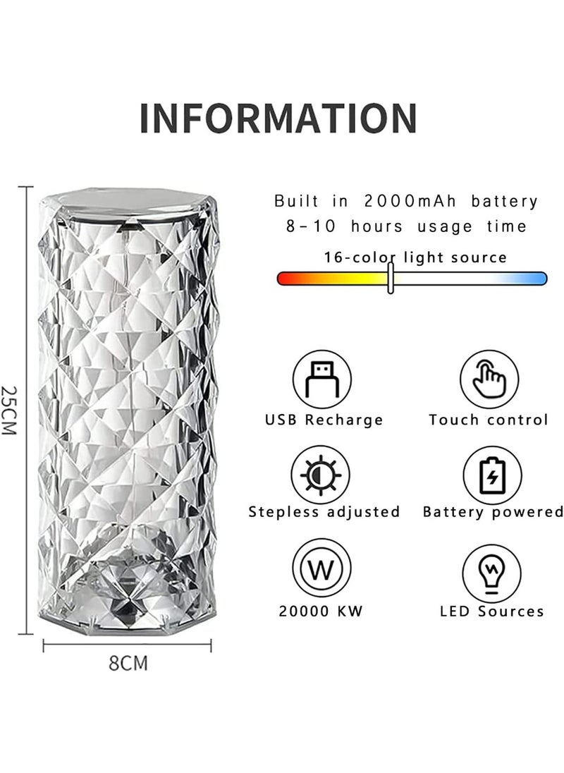 ELTRAZONE RGB Crystal Table Lamp MultiColor Remote Control Touch Dimmable LED Light USB Charging - Image 3
