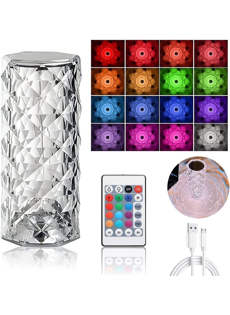 ELTRAZONE RGB Crystal Table Lamp MultiColor Remote Control Touch Dimmable LED Light USB Charging - Image 1