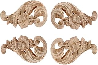 MUXSAM 2-Pair Rose Carved Wood Appliques Onlay, 8.5x5x1cm/3.35x1.97x0.39inch, Door Decorative Excellent Funiture Decal - Image 1