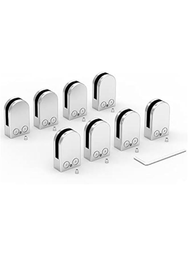 Glass Clamps,  8 PCS Stainless Steel 304 Glass Clamps Adjustable 6-8mm (15/64-5/16 Inch) Glass Bracket Flat Back for Balustrade Staircase Handrail - Image 1