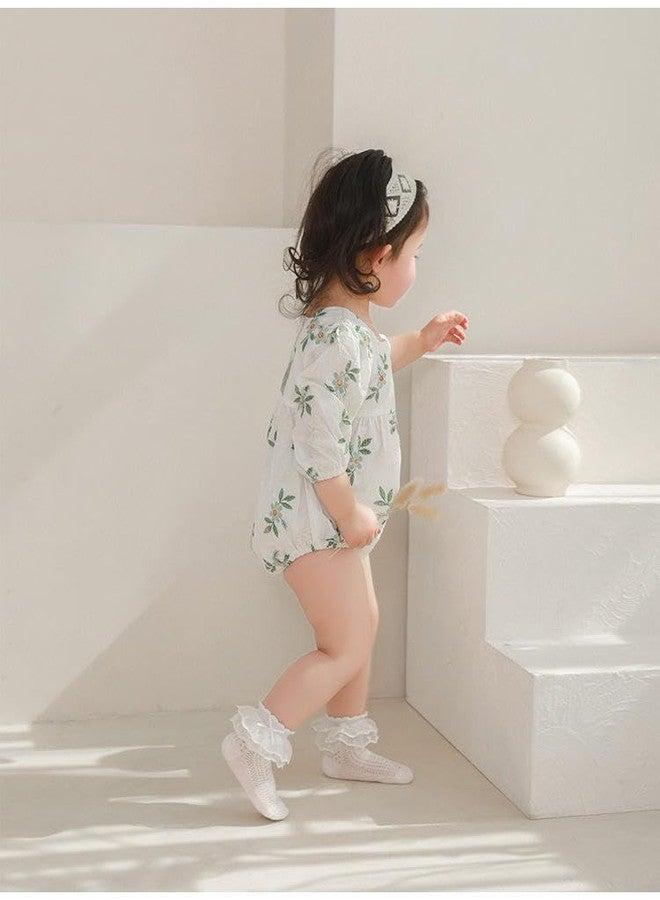 CUTEABLY Baby Girls Lace Ruffle Ankle Socks, 3 Pairs, White Pink Cream, Princess Style (IN, Age, 0 Months, 6 Months, Multicolour) - Image 2