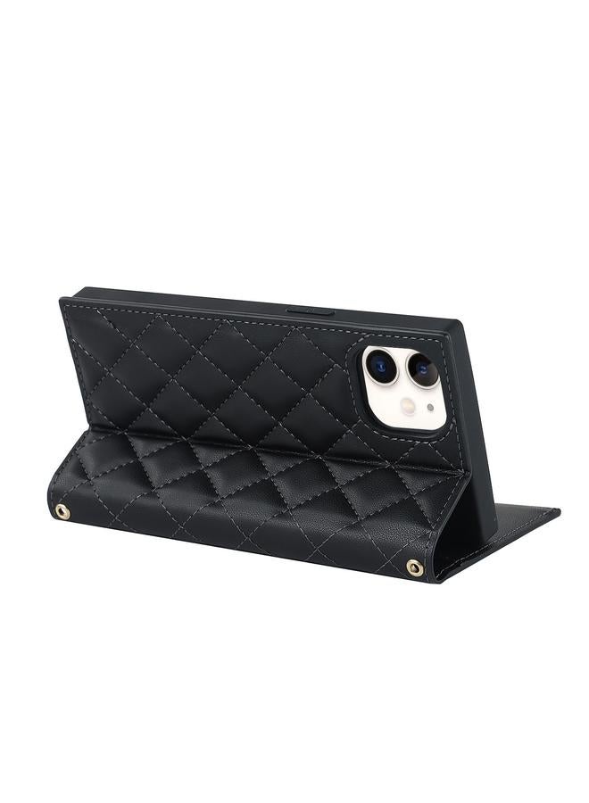 Zaboon Case For iPhone 12 mini Grid Texture Lanyard Zipper Leather Phone Case - Image 5