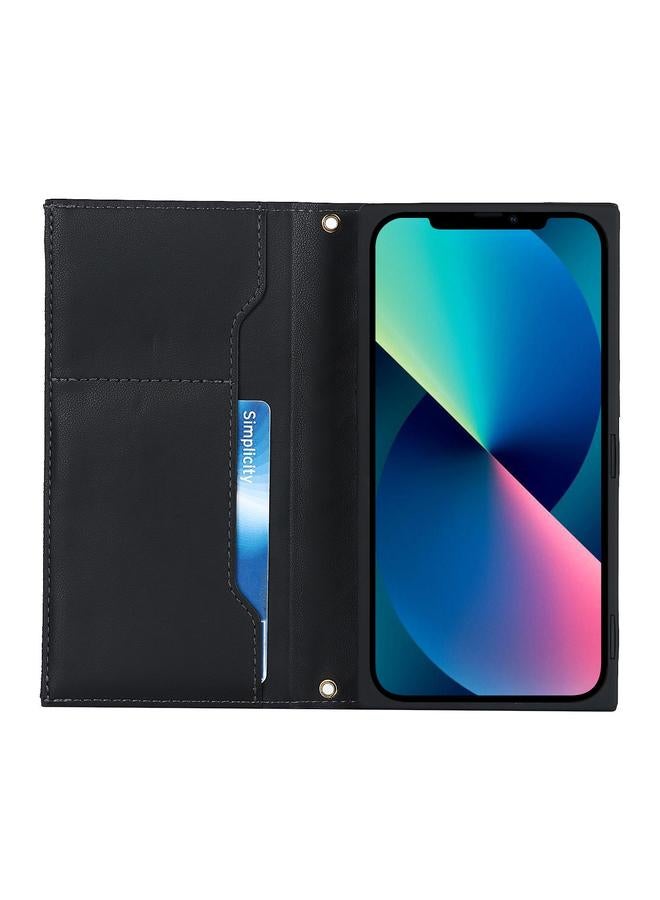 Zaboon Case For iPhone 12 mini Grid Texture Lanyard Zipper Leather Phone Case - Image 4