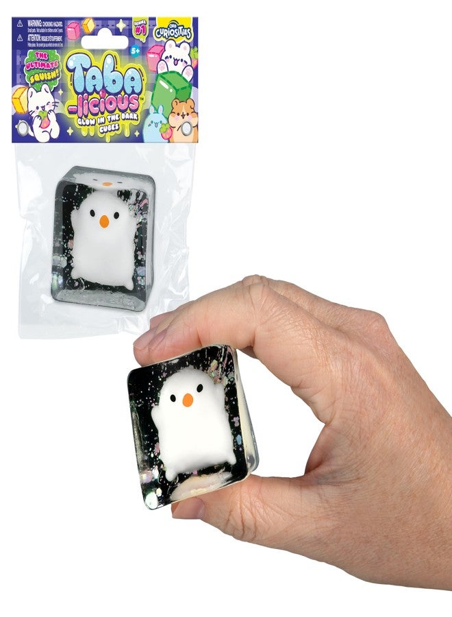 The Orb Factory ORB Tabalicious TABA Squishy Glow in The Dark White Chick Stress Cube Toy - Soft, Sticky, Glowing TABA Squishy Animal Stress Cubes - Fun Stress Ball Squishies - Kawaii Fidget Toys for Kids and Adults - Image 1