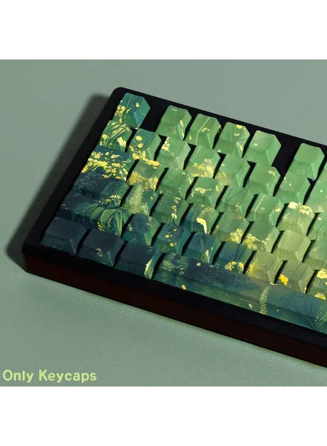 Cherry Pbt Keycaps Double Print De Summer Green Oil Painting Theme Dye Sub Double Shot Keycap Iso Layout For Mechanical Keyboard Gaming Office Typing - Image 4