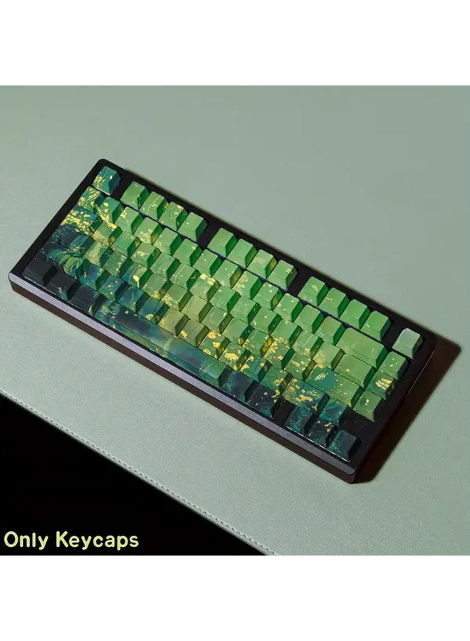 Cherry Pbt Keycaps Double Print De Summer Green Oil Painting Theme Dye Sub Double Shot Keycap Iso Layout For Mechanical Keyboard Gaming Office Typing - Image 1
