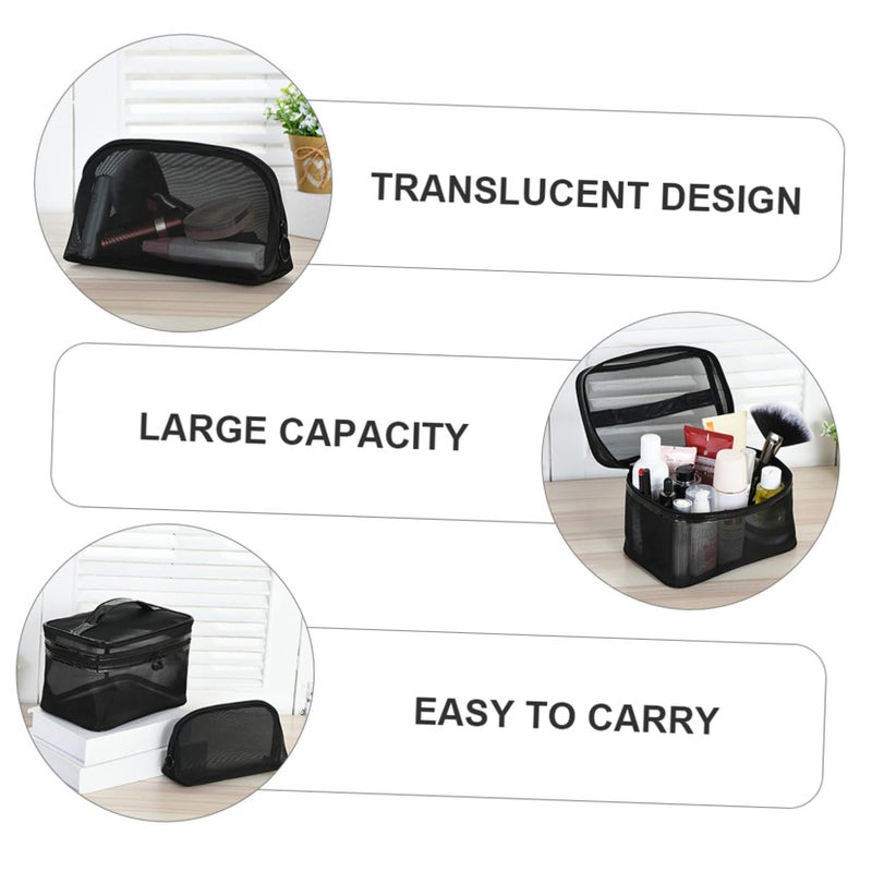 Large Capacity 2 Pack Cosmetic Storage Bags Mesh Makeup Organizer For Travel Toiletries - Image 5