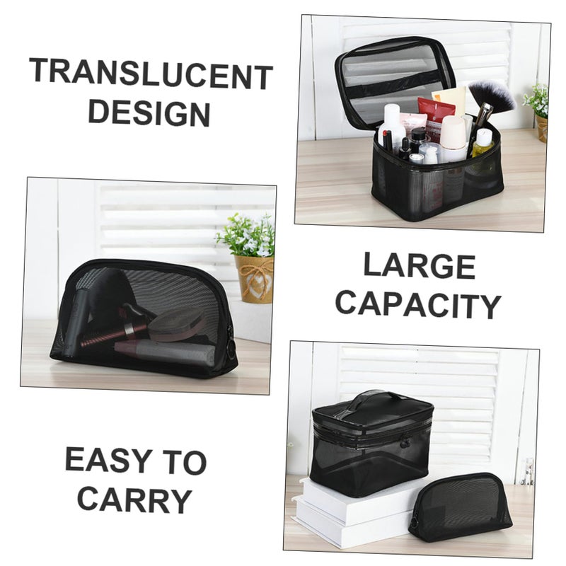 Large Capacity 2 Pack Cosmetic Storage Bags Mesh Makeup Organizer For Travel Toiletries - Image 3