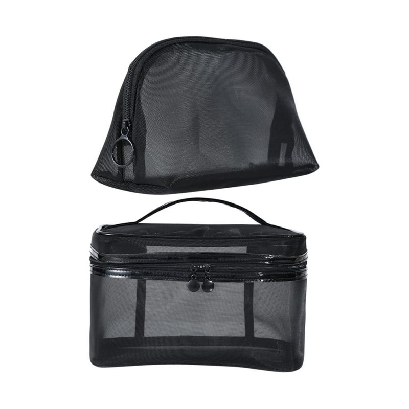 Large Capacity 2 Pack Cosmetic Storage Bags Mesh Makeup Organizer For Travel Toiletries - Image 2