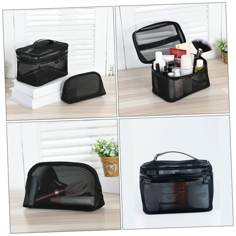 Large Capacity 2 Pack Cosmetic Storage Bags Mesh Makeup Organizer For Travel Toiletries - Image 4