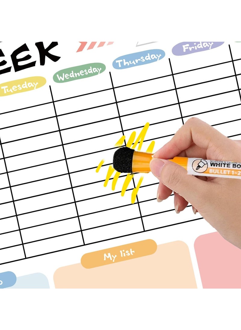 SYOSI 3PCS Magnetic Dry Erase Calendar for Refrigerator Monthly Calendar Whiteboard for Fridge Weekly Planner Shopping List and 6 Colorful Markers with Erasers Refrigerator Scheduler Board  - Image 4