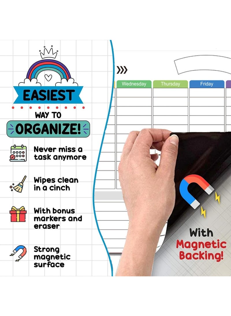 SYOSI 3PCS Magnetic Dry Erase Calendar for Refrigerator Monthly Calendar Whiteboard for Fridge Weekly Planner Shopping List and 6 Colorful Markers with Erasers Refrigerator Scheduler Board  - Image 5