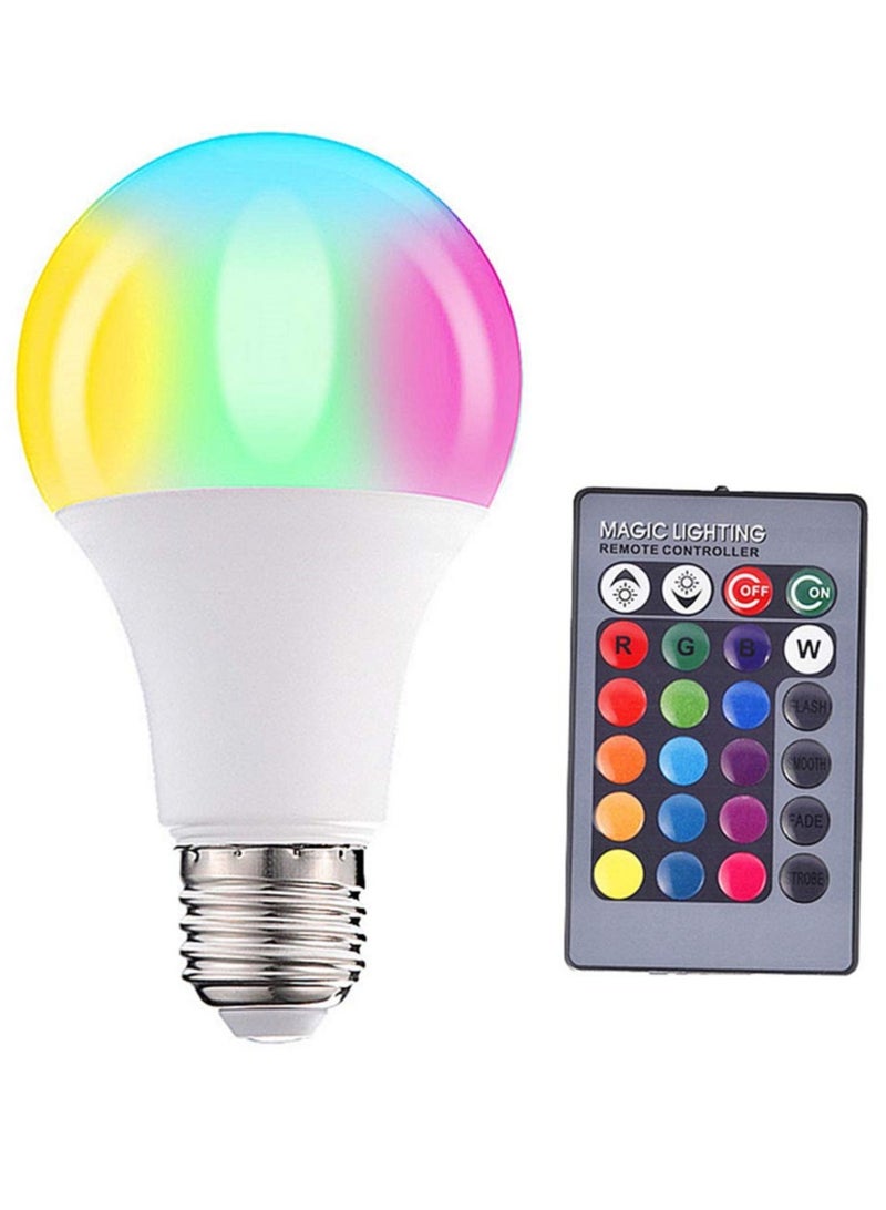 LED RGBW Color Changing Light Bulbs with Remote Dimmable E26 Screw Base 7 Watt Multi Colored White for Home Decoration Bedroom Stage and Party - Image 1