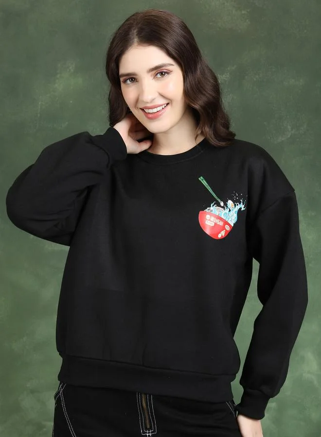 Tokyo Talkies Oversized Graphic Print Sweatshirt