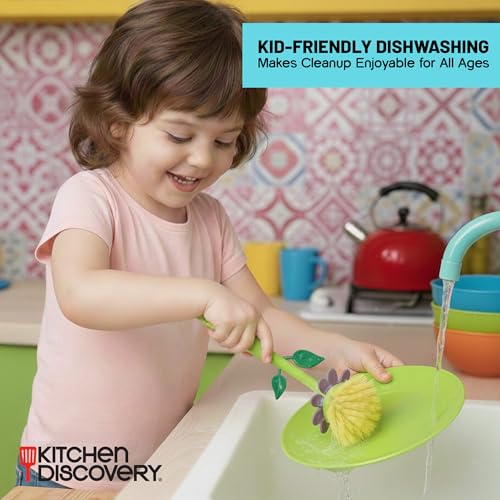 Kitchen Discovery Cute Dish Brush with Stand – Kitchen Discovery – Daisy in a Vase Brightens The Sink Area While Keeping a Kitchen Dish Brush at Hand – Fun Gift for Fans of Cute Cleaning Supplies - Image 4