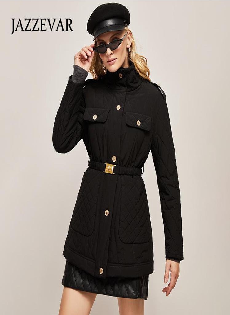 Eckek - JAZZEVAR Women's Autumn and Winter New Style Retro Fashion Lingge Medium Long Casual Down Jacket - Image 1