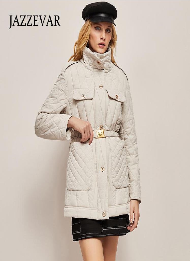Eckek - JAZZEVAR Women's Autumn and Winter New Style Retro Fashion Lingge Medium Long Casual Down Jacket - Image 1