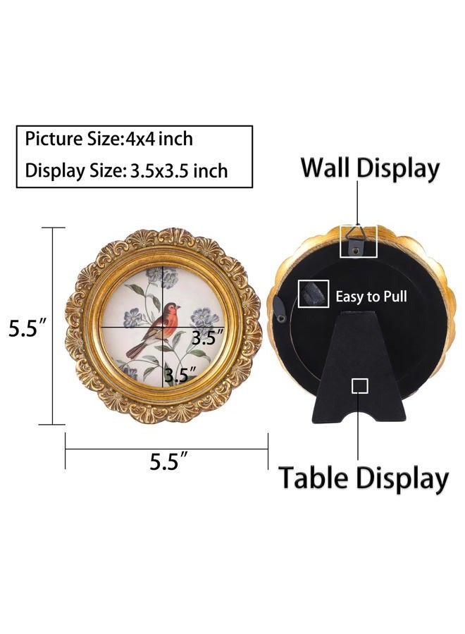 LIHOLO Vintage Picture Frames 4x4 Round Bronze Antique Picture Frames with Glass Front Handcrafted Rustic Home Decor for Wall Mount and Tabletop Gallery Wall Art - Image 2