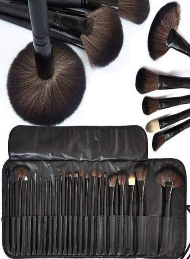 lele? Makeup brush set of 24 with leather pouch Makeup Brushes for Women & Girls, Eyeliner, Eye Shadow, Eye Brow, Foundation, Powder Liquid Cream Blending Brush, - Image 3