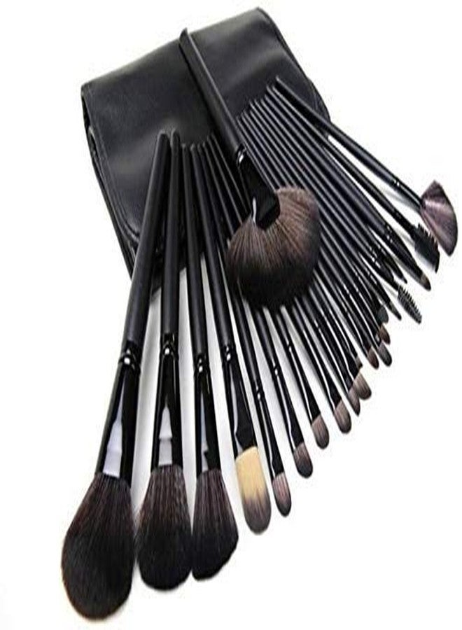 lele? Makeup brush set of 24 with leather pouch Makeup Brushes for Women & Girls, Eyeliner, Eye Shadow, Eye Brow, Foundation, Powder Liquid Cream Blending Brush, - Image 1