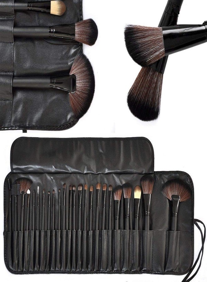 lele? Makeup brush set of 24 with leather pouch Makeup Brushes for Women & Girls, Eyeliner, Eye Shadow, Eye Brow, Foundation, Powder Liquid Cream Blending Brush, - Image 4