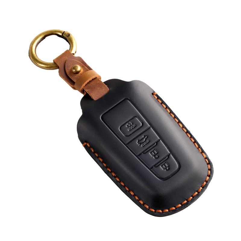 Key Fob Cover Leather Car Key Cover 34 Buttons Key Fob Protector Car Key Case Compatible with Toyota Camry Corolla Highlander RAV4 Avalon Prius CHR GT86 4Runner Tundra Prado Tacoma Black