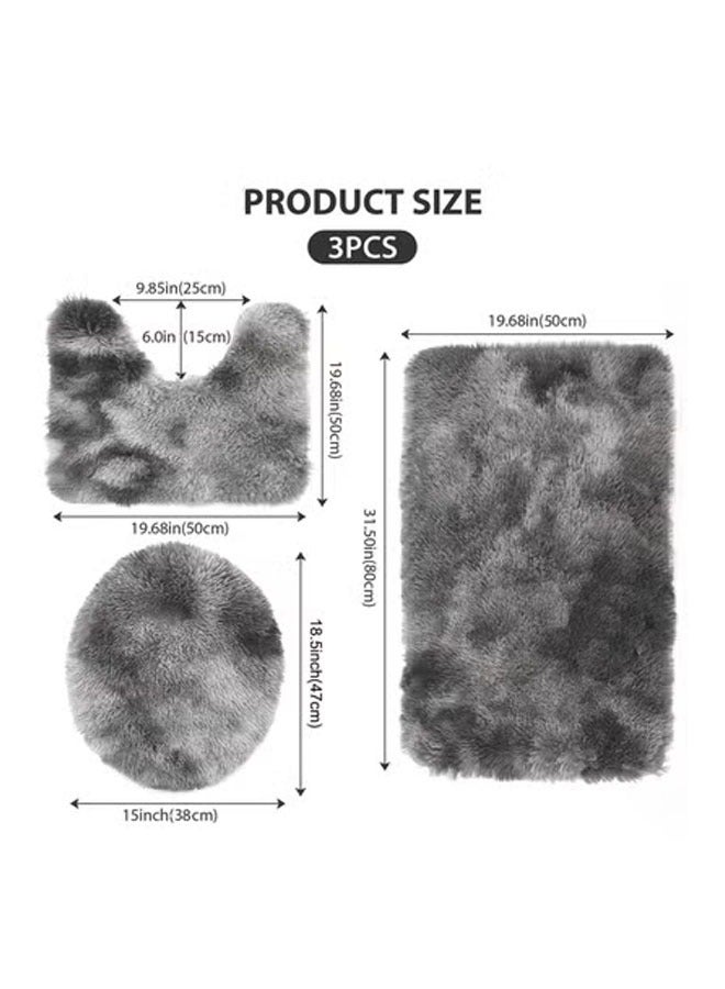 Bukela 3 Piece Bath Set, Contour Mat + Toilet Seat Cover, Super Long, Soft Microfiber, Water Absorbent Non-Slip Fast Drying Bath Mats with PVC Point Rubber Backing (Grey) - Image 5