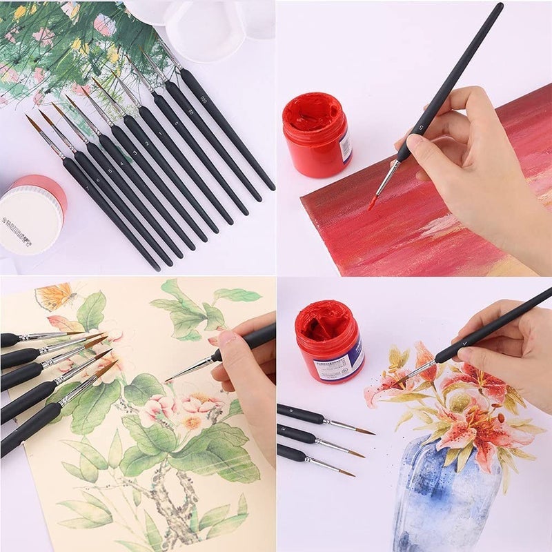 deziine deziine Nylon 6Pcs Paint Brushes Set for Fine Detailing Round Pointed Tip(Tip-000,00,0,1,2,3) (Black)  - Image 5